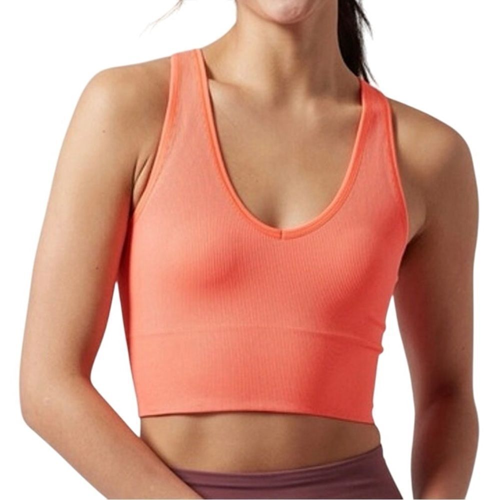 Athleta Aurora Crop Rib Tank Bright Coral